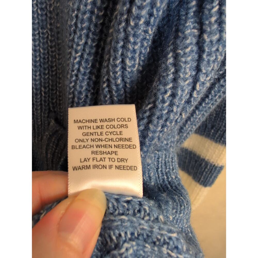 Lety & Me blue white button up cardigan Size Sm Sporty Preppy Fisherman Coastal - Picture 9 of 9